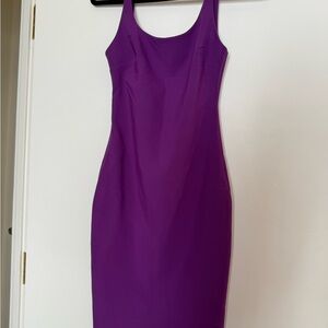 Likely Purple Sheath Midi Dress Scoop Neck Sleeveless